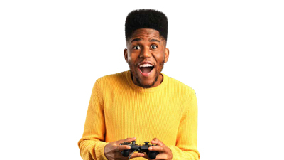smiling boy gaming